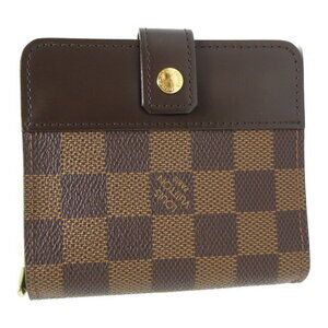 Louis Vuitton Compact Zip Bifold Wallet Canvas Damier Leather Brown